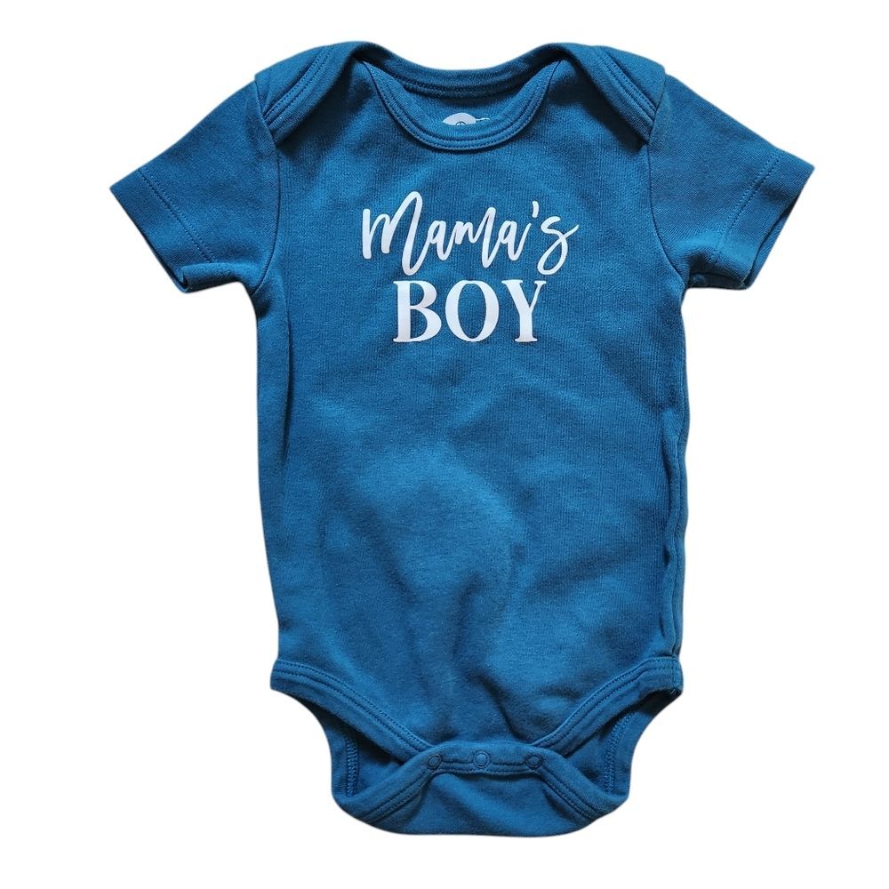 Basal Baby Boys Mama's Boy Organic Cotton Short Sleeve Bodysuit Size 3-6 Months